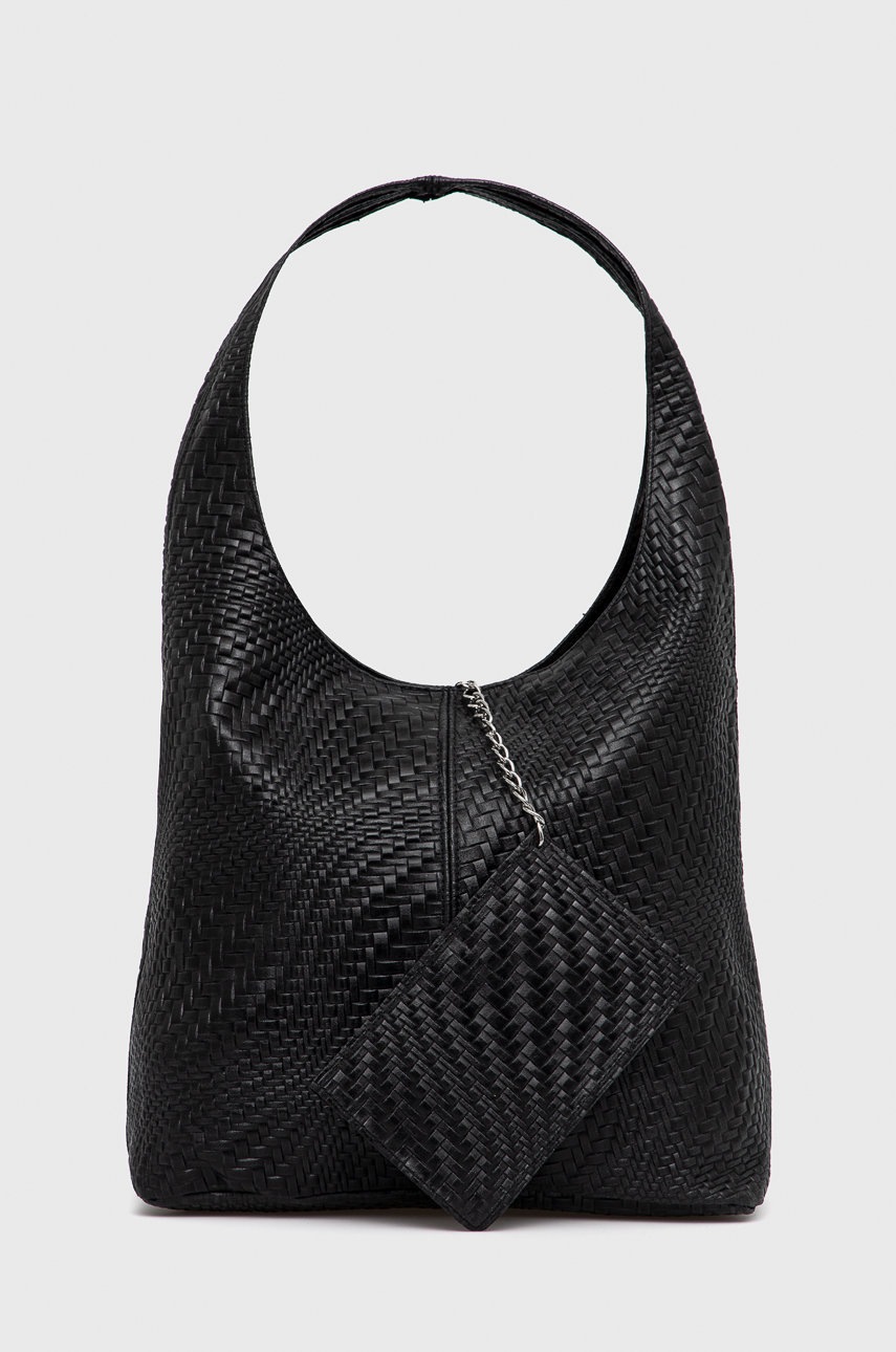 

Кожена чанта Answear Lab в черно, Черен