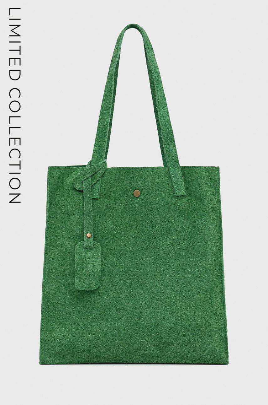 Answear Lab X limited festival collection BE BRAVE geanta de mana din piele intoarsa culoarea verde imagine reduceri black friday 2021 Answear Lab