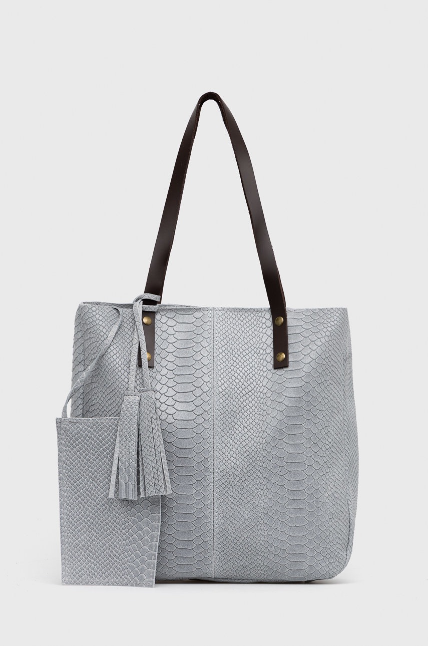

Кожена чанта Answear Lab в сиво, Сив