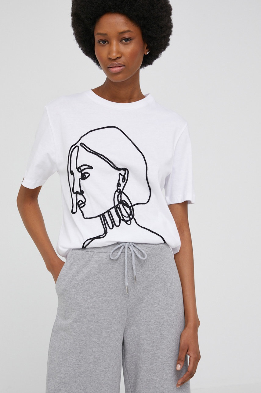 

Памучна тениска Answear Lab в бяло, Бял