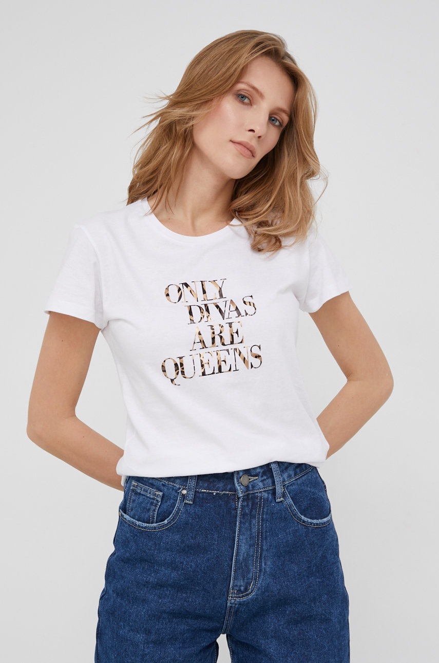 

Памучна тениска Answear Lab в бяло, Бял