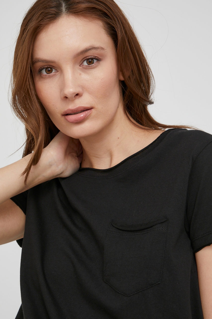 

Памучна тениска Answear Lab в черно, Черен