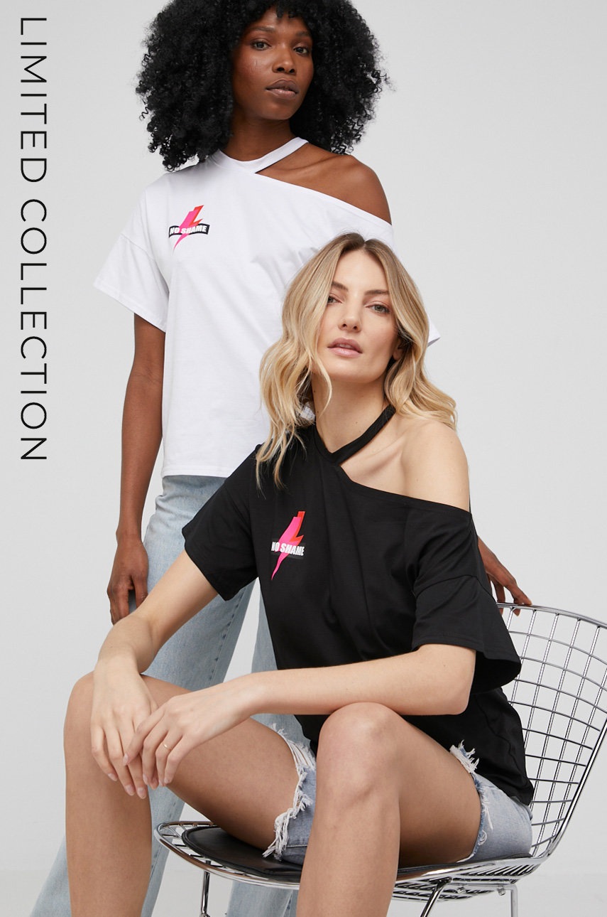 

Памучна тениска Answear Lab Answear.lab X лимитирана колекция No Shame в черно, Черен