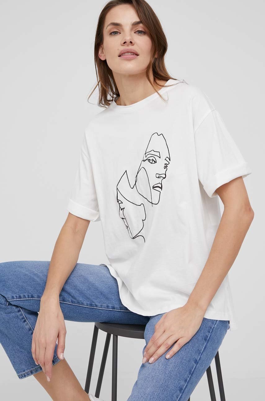 

Памучна тениска Answear Lab в бяло, Бял