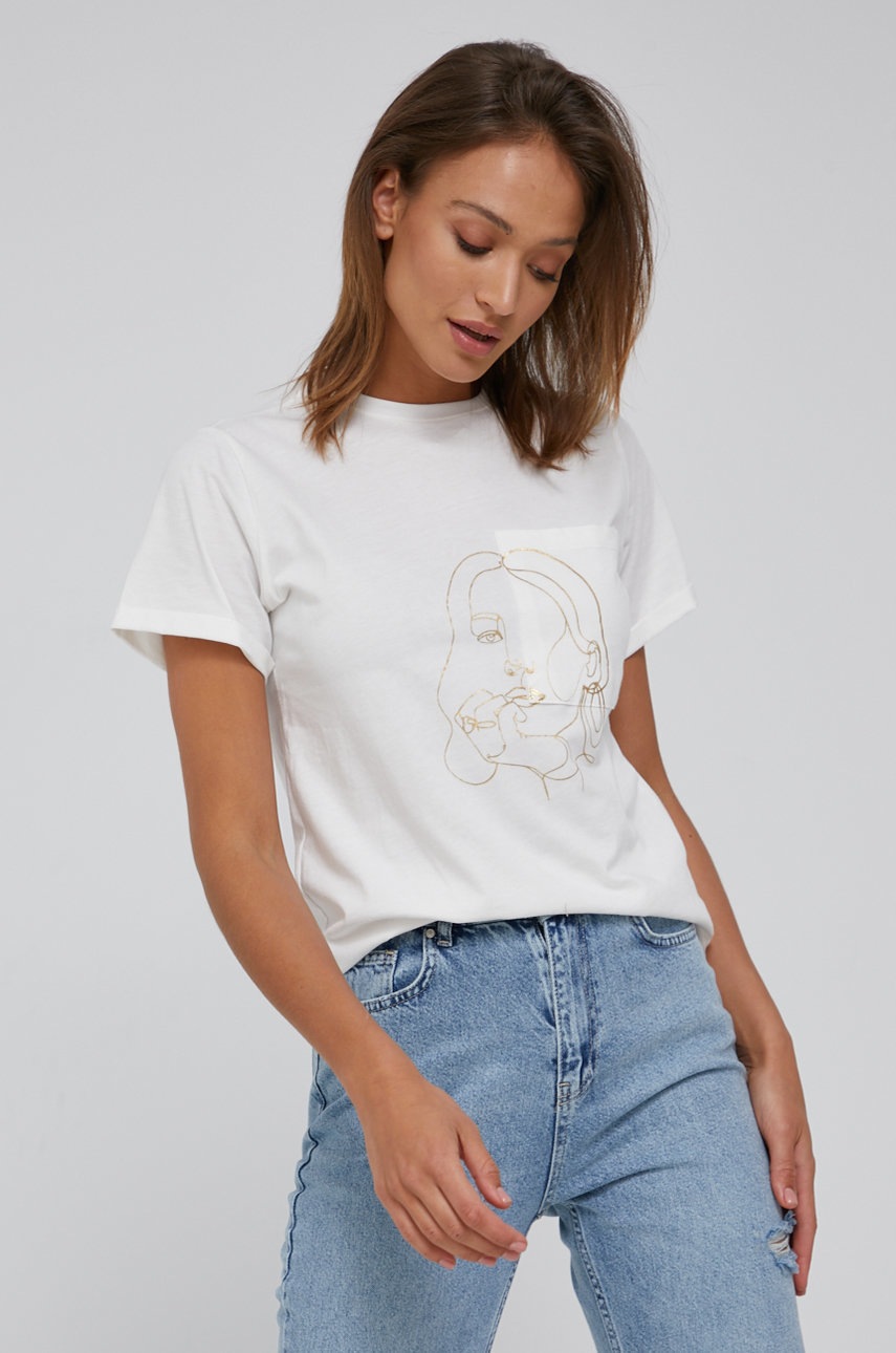 

Памучна тениска Answear Lab в бяло, Бял