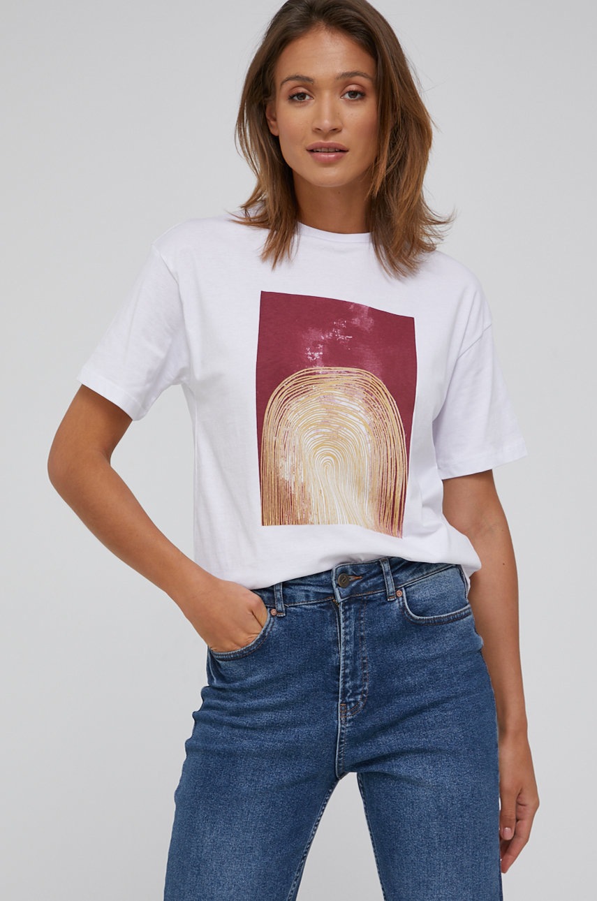 

Памучна тениска Answear Lab в бяло, Бял
