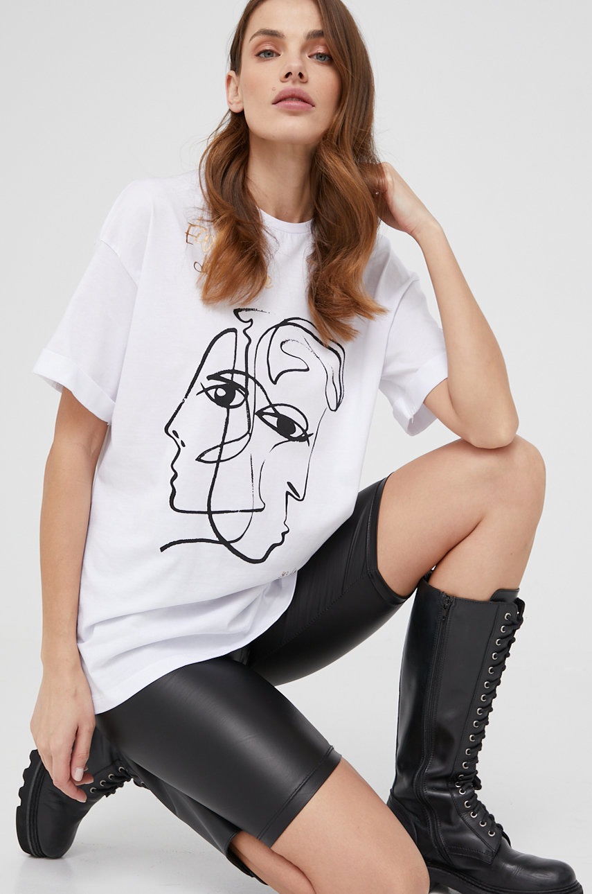

Памучна тениска Answear Lab в бяло, Бял