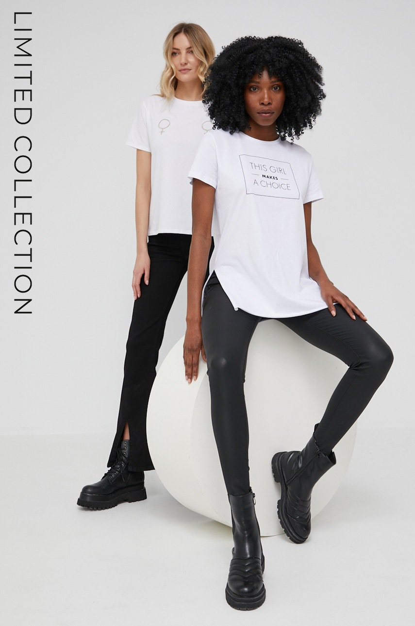 

Памучна тениска Answear Lab Answear.lab X лимитирана колекция No Shame в бяло, Бял