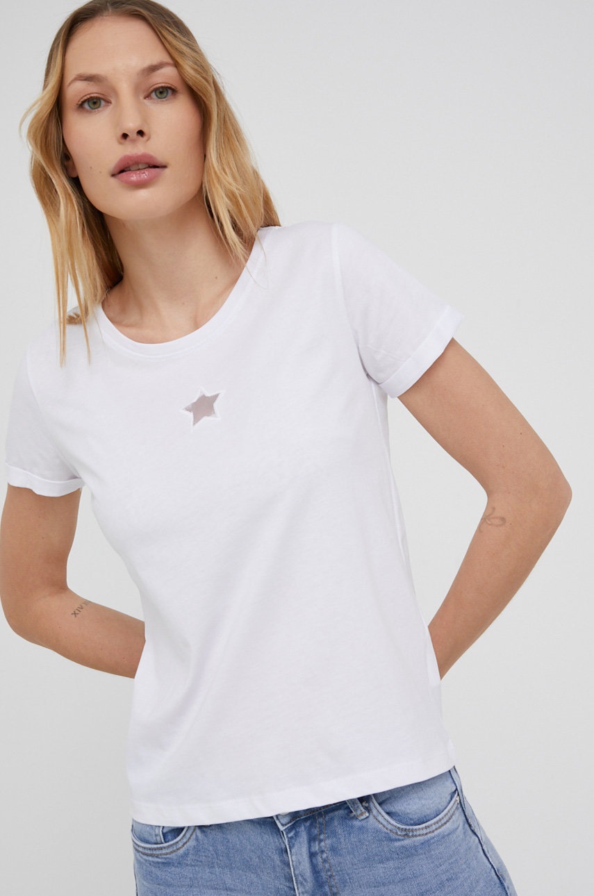 

Памучна тениска Answear Lab в бяло, Бял