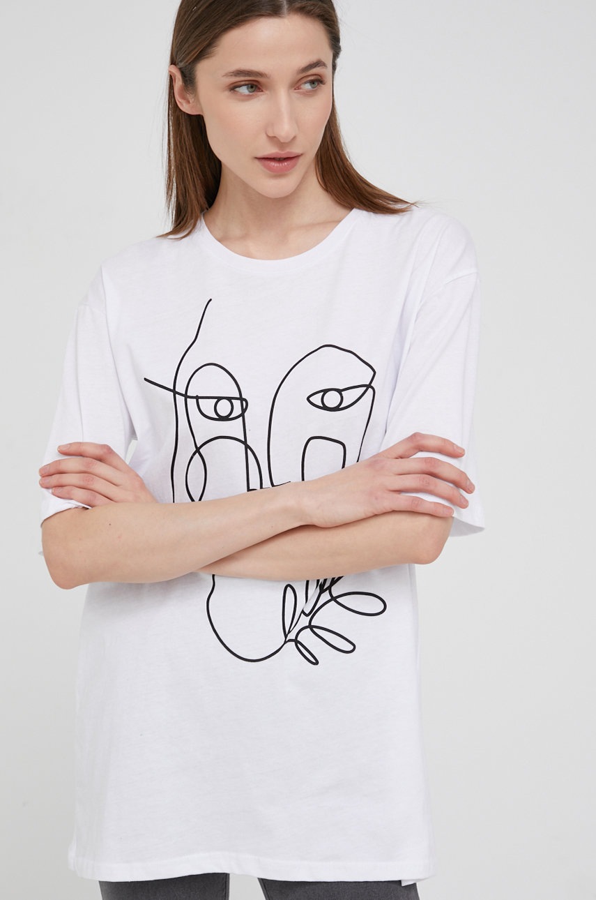 

Памучна тениска Answear Lab в бяло, Бял