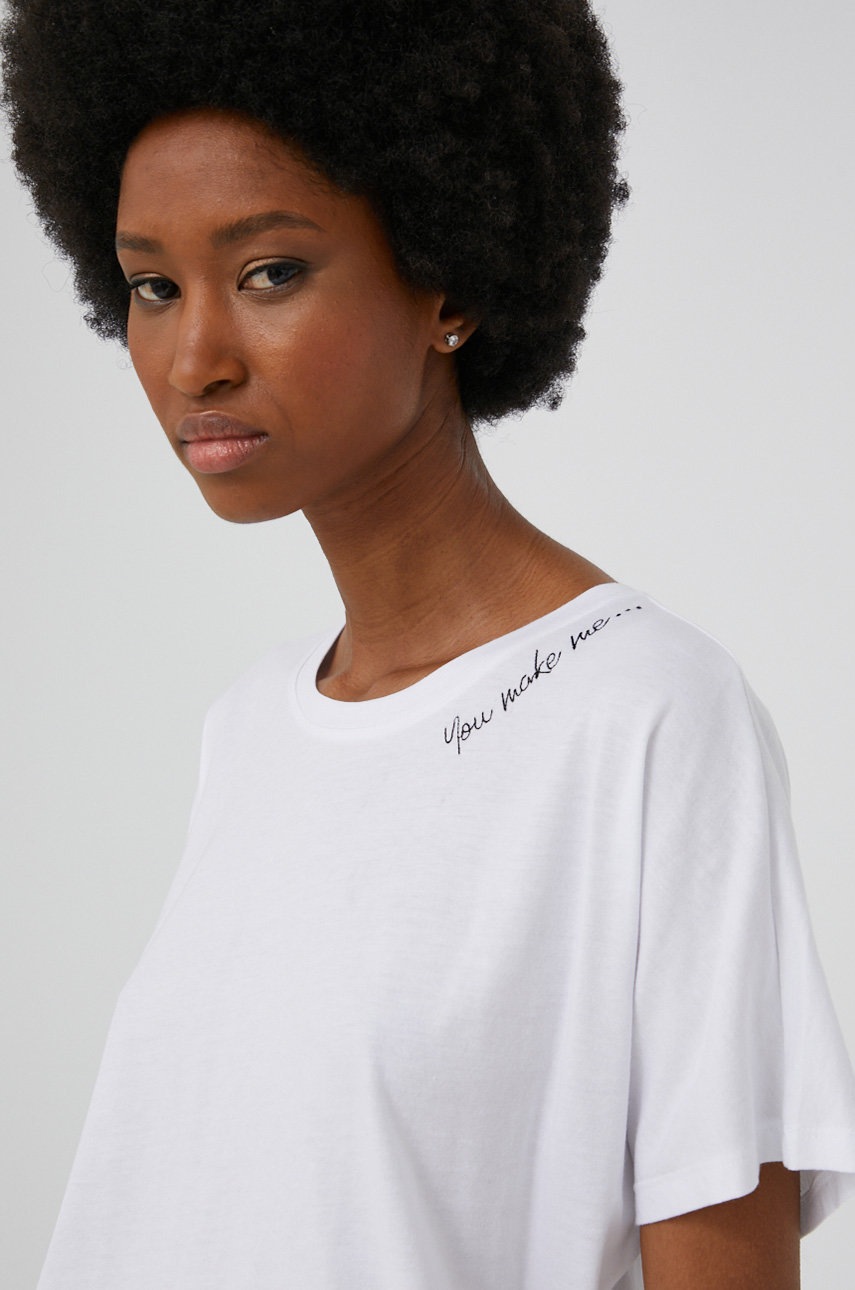 

Памучна тениска Answear Lab в бяло, Бял