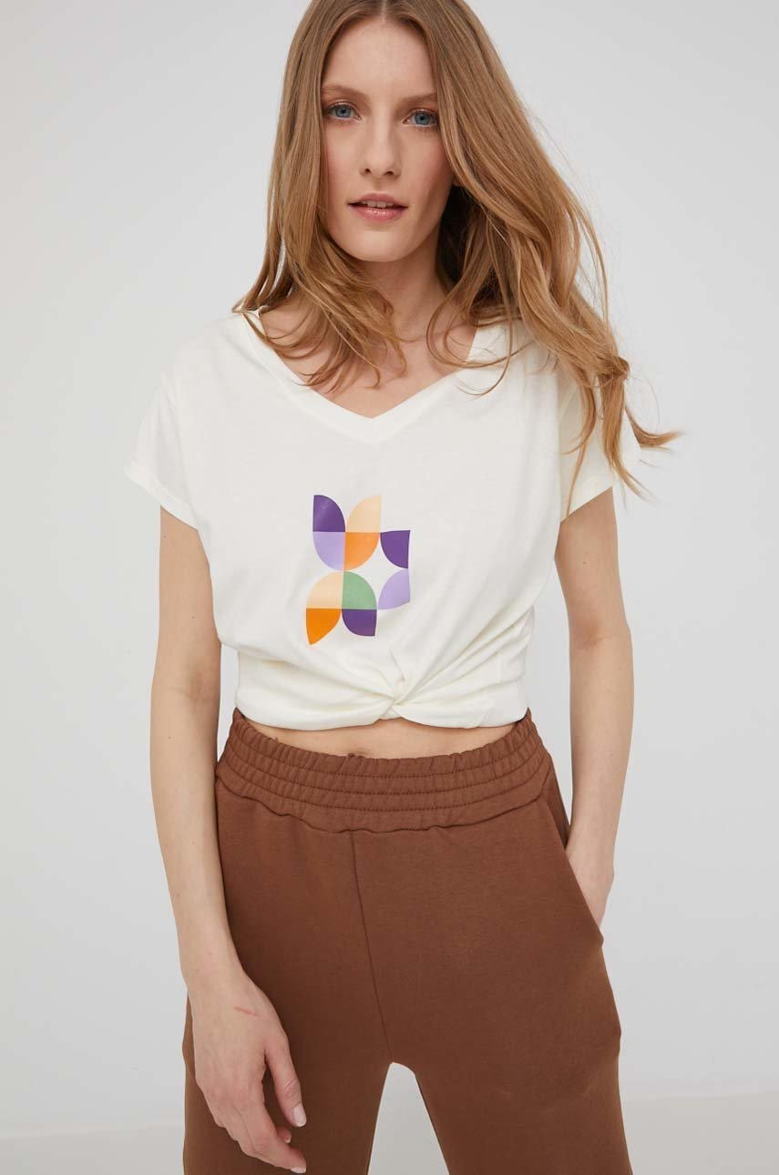 

Памучна тениска Answear Lab в бяло, Бял