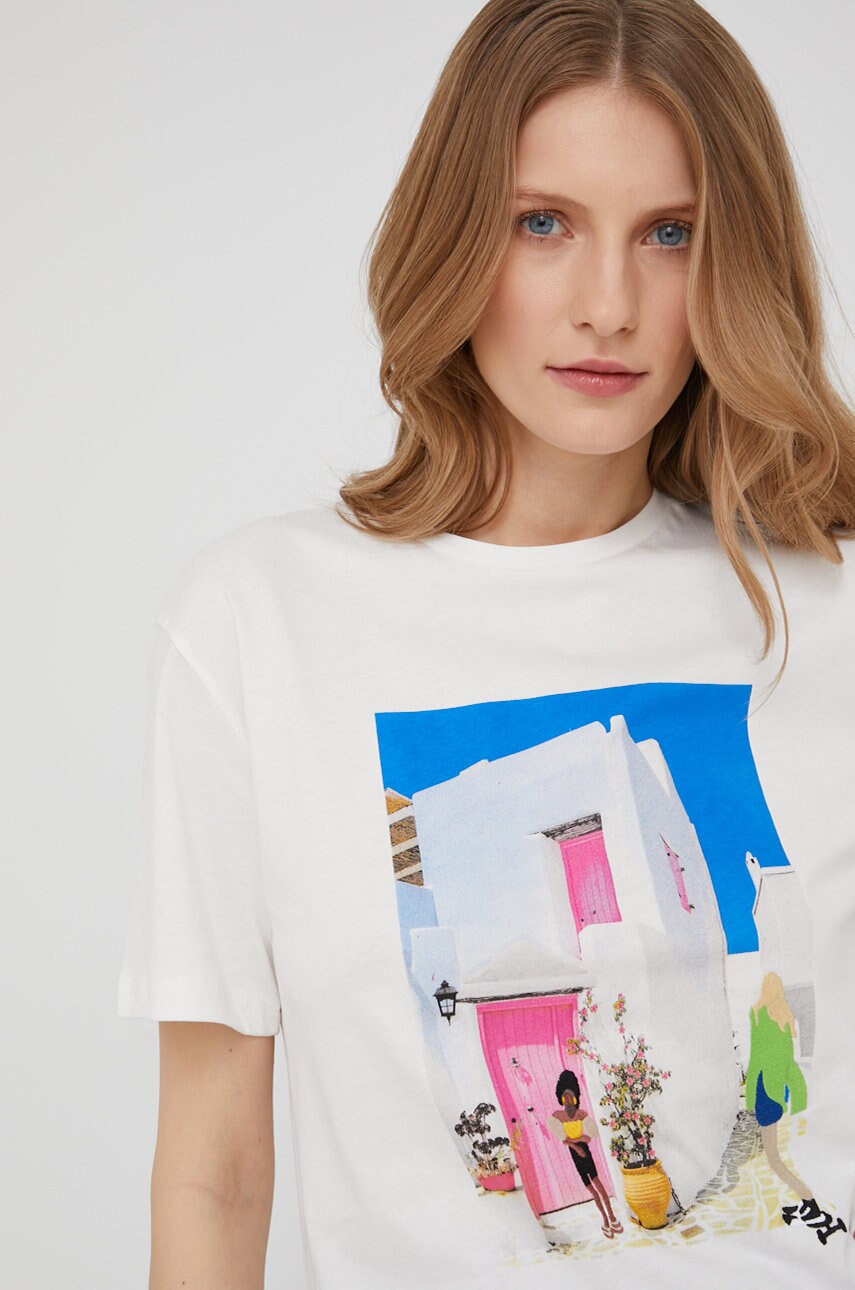 

Памучна тениска Answear Lab в бяло, Бял