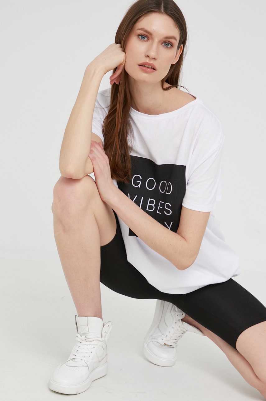 

Памучна тениска Answear Lab в бяло, Бял