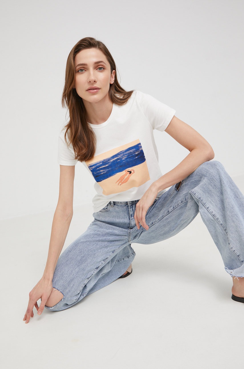 

Памучна тениска Answear Lab в бяло, Бял