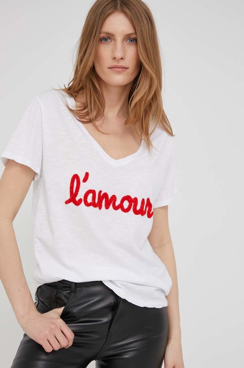 

Памучна тениска Answear Lab в бяло, Бял