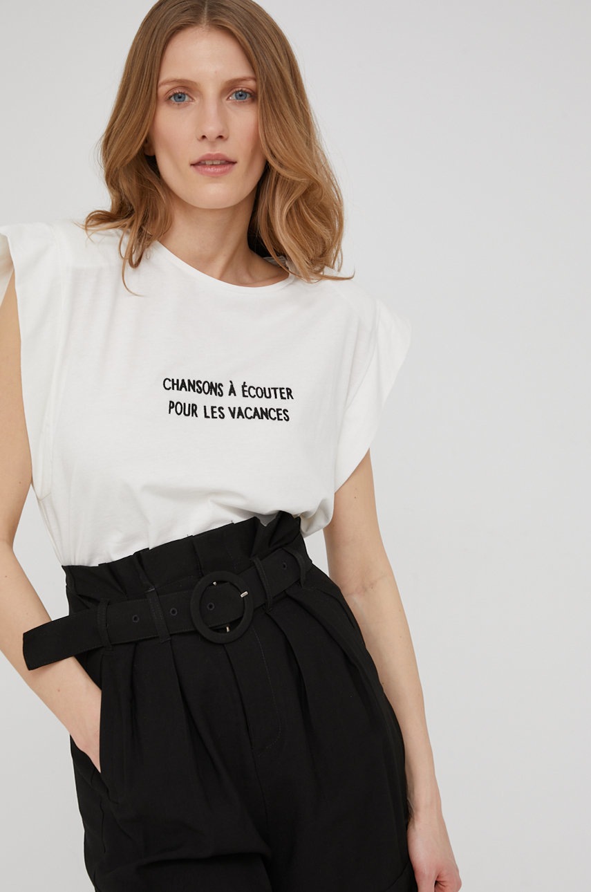 

Памучна тениска Answear Lab в бяло, Бял
