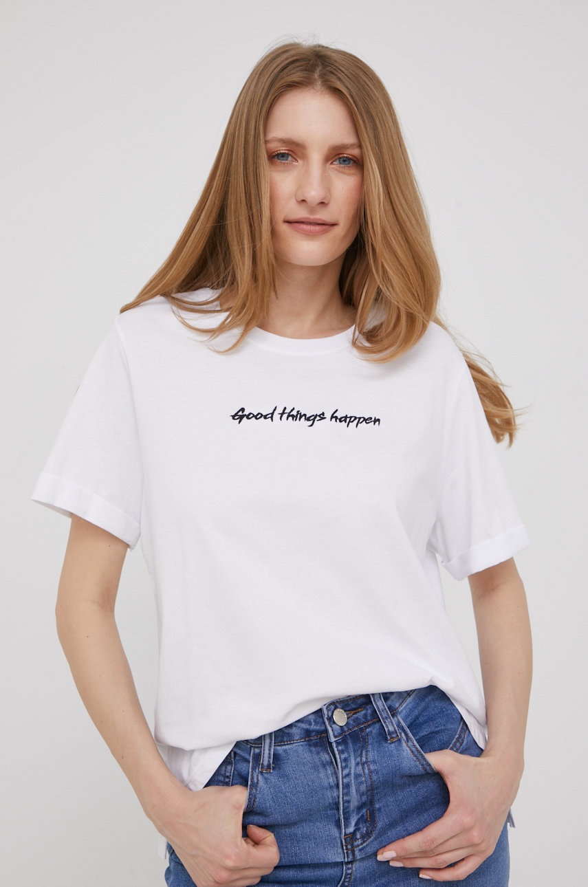 

Памучна тениска Answear Lab в бяло, Бял