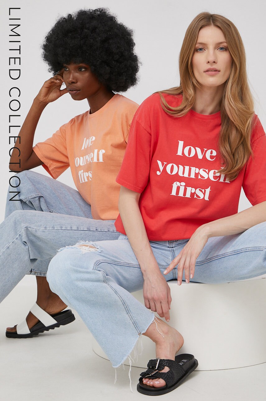 Answear lab x limited festival collection be brave tricou din bumbac culoarea rosu