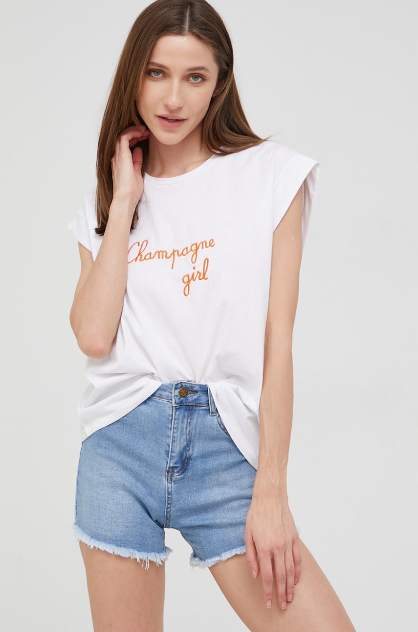 

Хлопковая футболка Answear Lab цвет белый