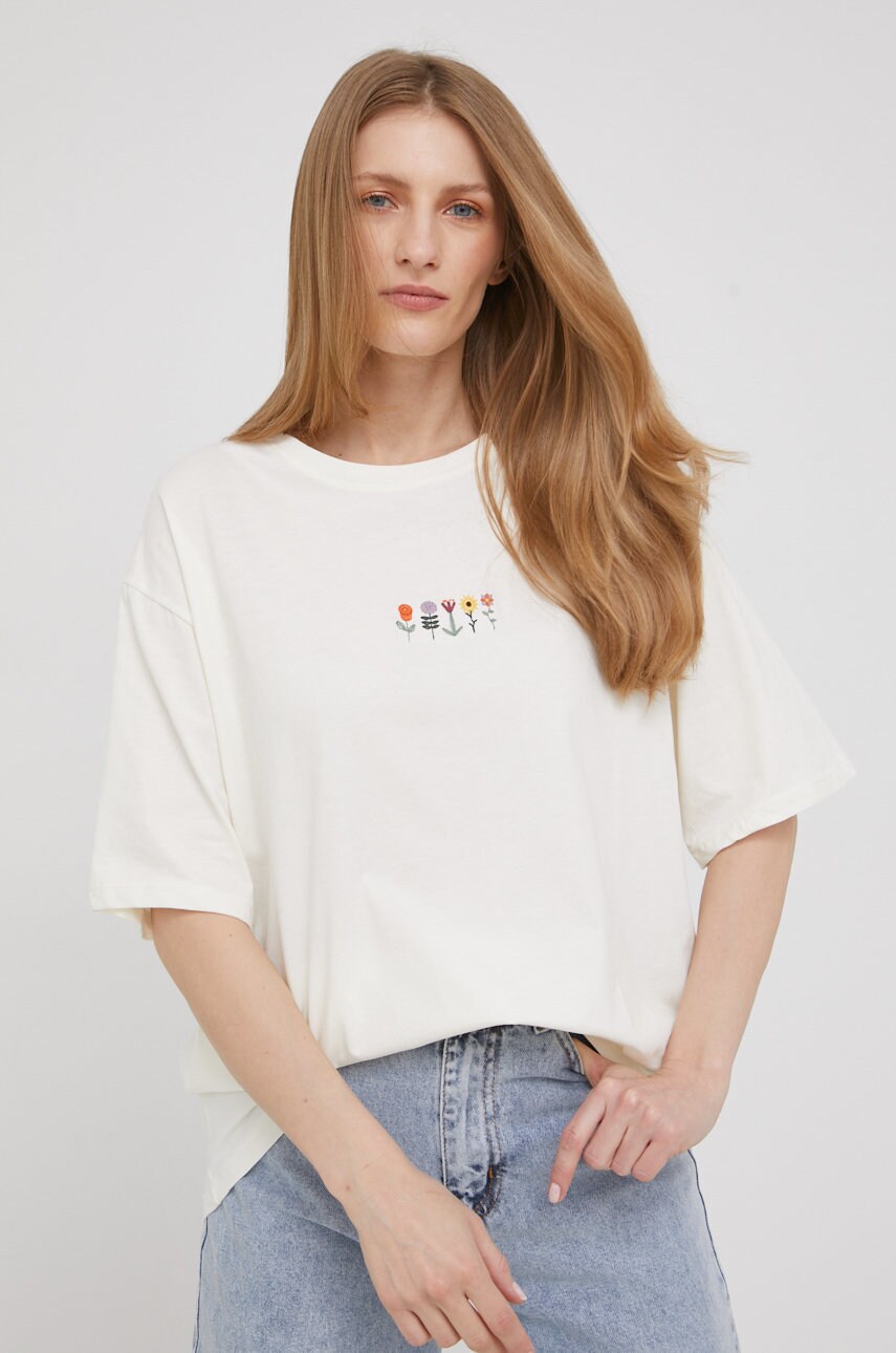 

Памучна тениска Answear Lab в бежово, Бежов