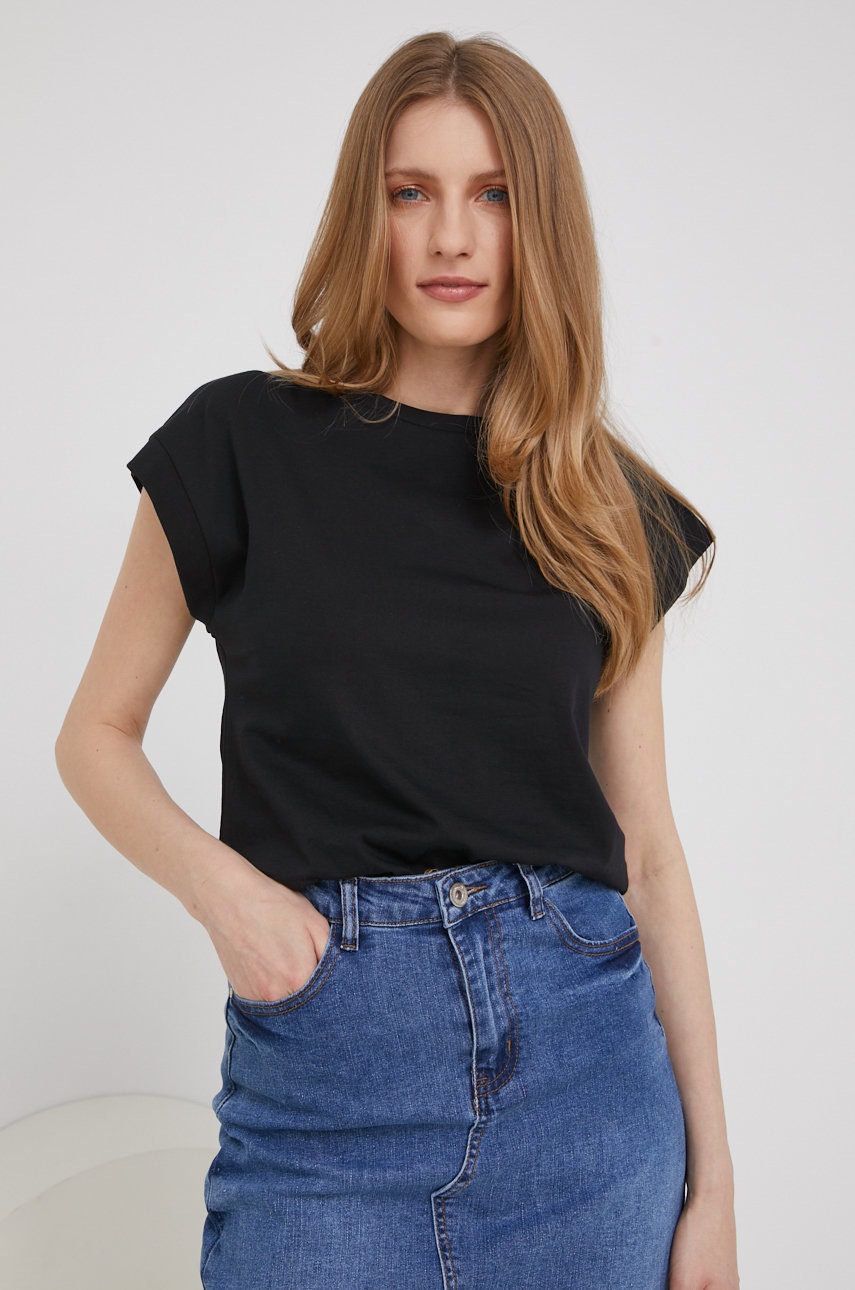 

Памучна тениска Answear Lab в черно, Черен