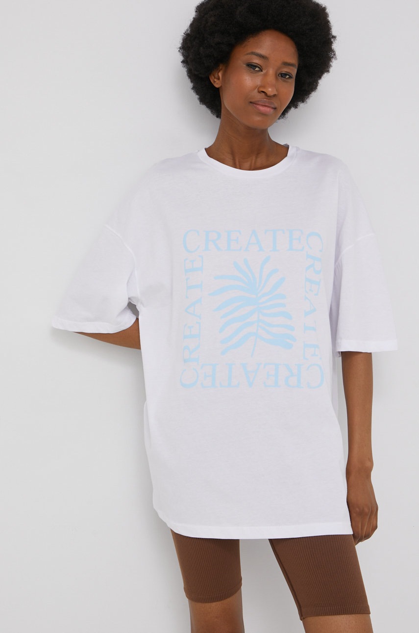 

Памучна тениска Answear Lab в бяло, Бял