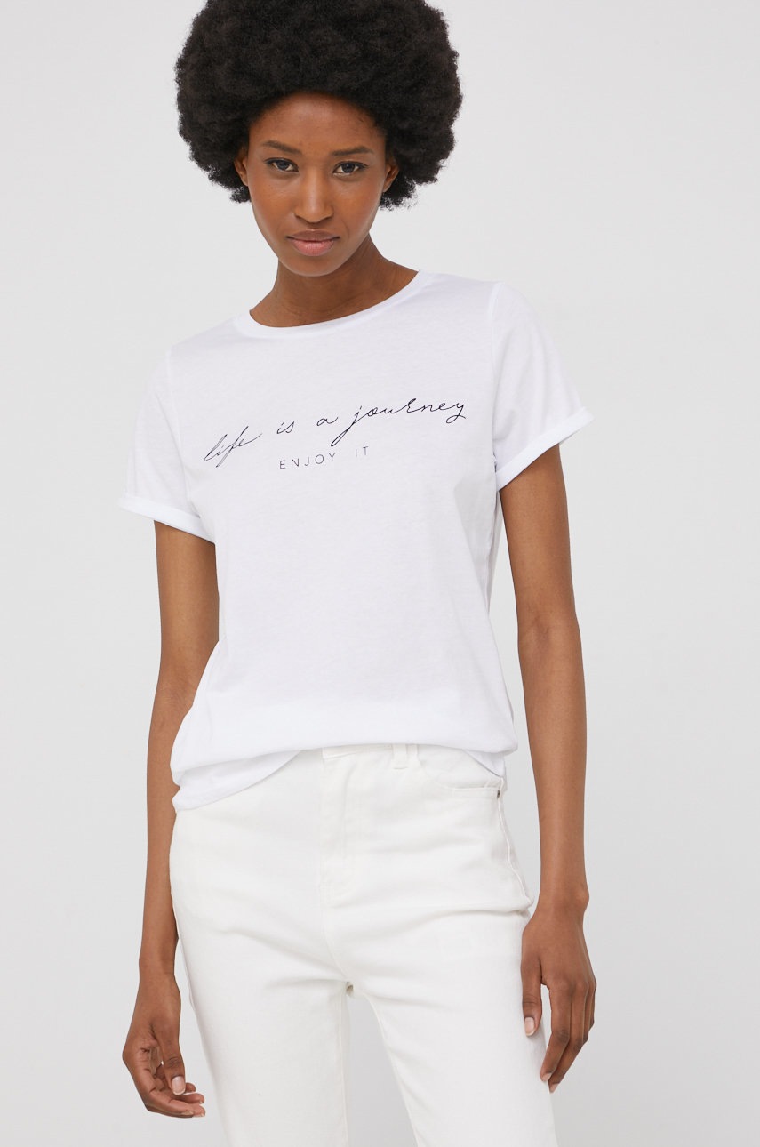 

Памучна тениска Answear Lab в бяло, Бял