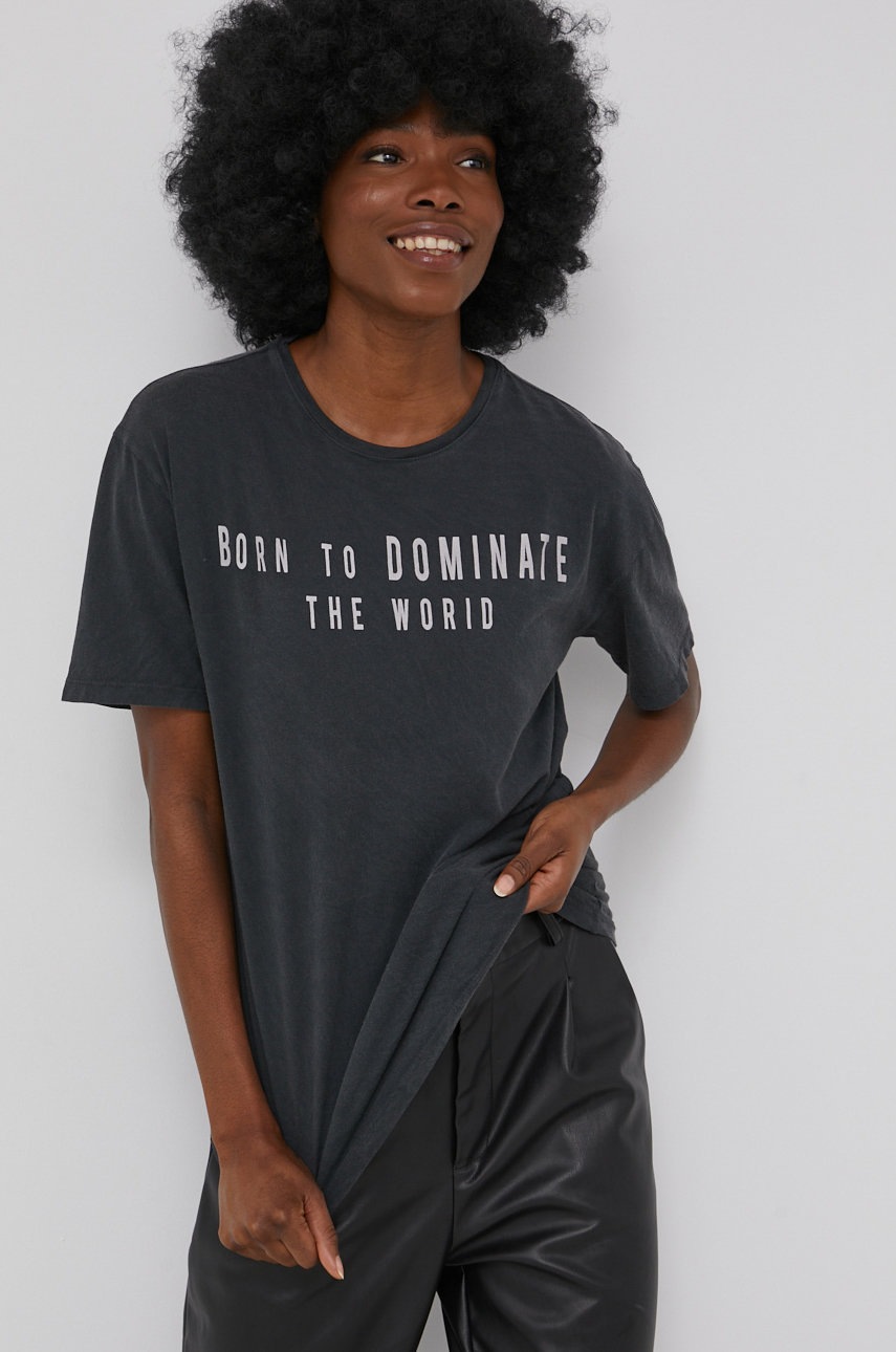 

Хлопковая футболка Answear Lab X Лимитированная коллекция BE BRAVE цвет серый