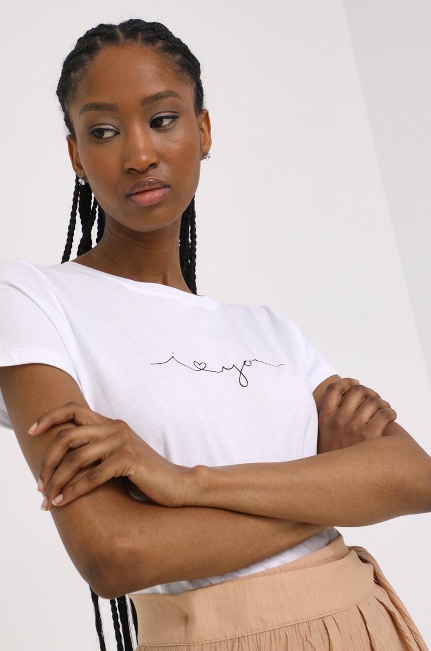 

Памучна тениска Answear Lab в бяло, Бял