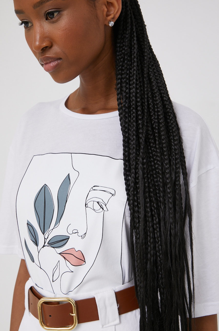 

Памучна тениска Answear Lab в бяло, Бял