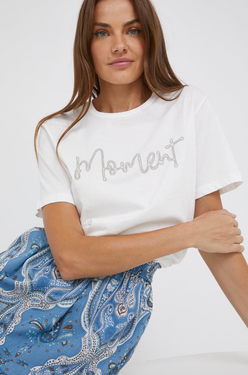 

Памучна тениска Answear Lab в бяло, Бял