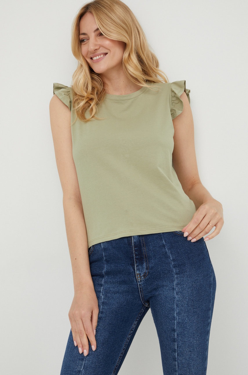 Answear Lab tricou din bumbac culoarea verde