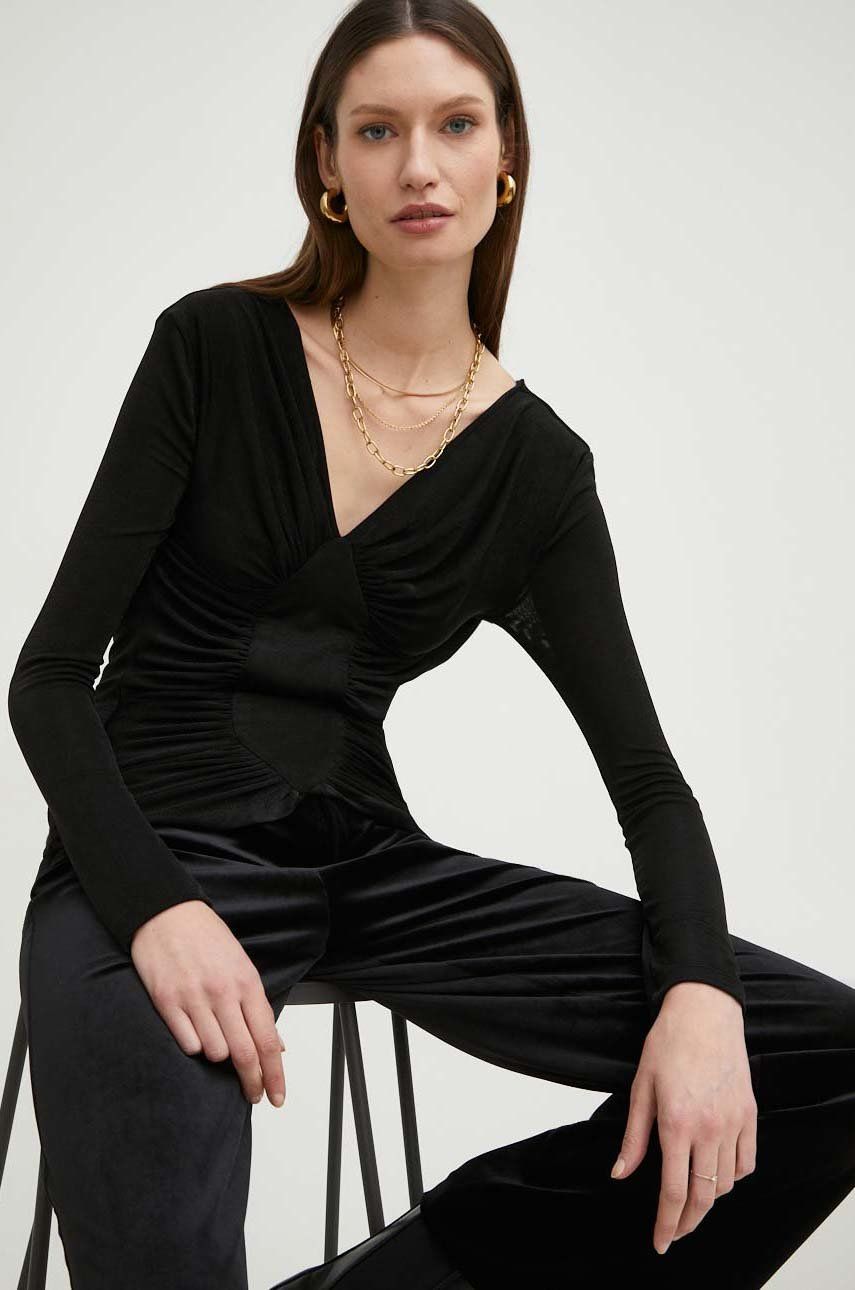 Halenka Answear Lab dámská, černá barva, hladká - černá -  95 % Polyester