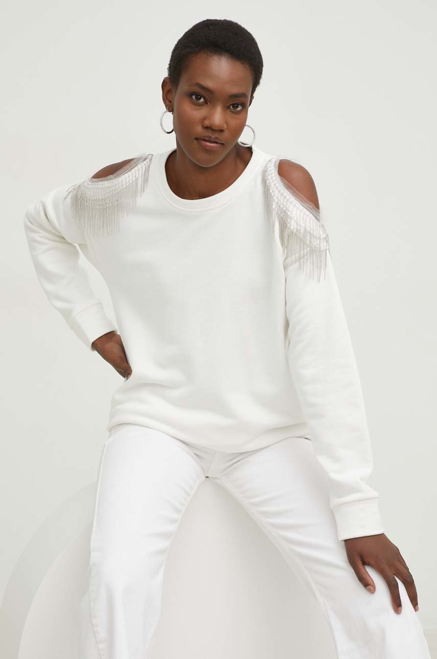 

Памучен суичър Answear Lab x limited collection SISTERHOOD в бяло с апликация, Бял