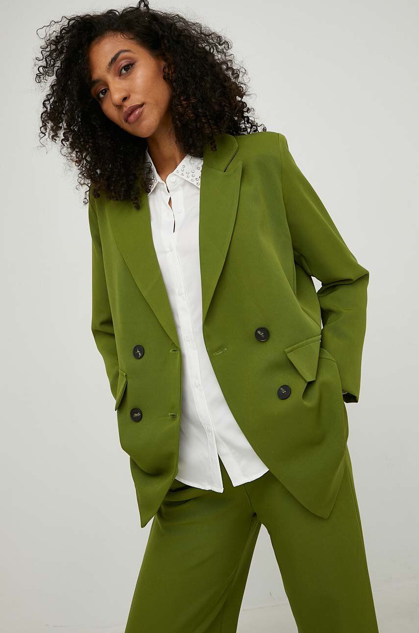 Answear Lab compleu - jacheta si pantaloni culoarea verde