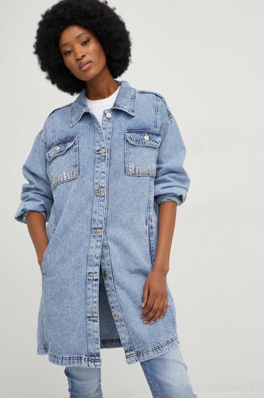 Answear lab camasa jeans x colecția limitată sisterhood femei, cu guler clasic, relaxed