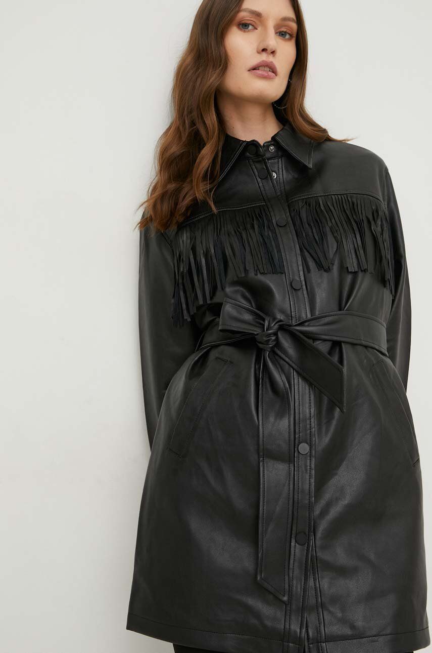 Answear Lab camasa femei, culoarea negru, cu guler clasic, regular Answear