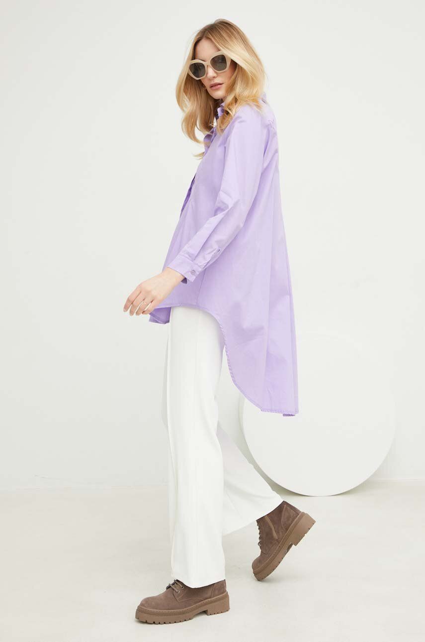 Answear Lab camasa din bumbac femei, culoarea violet, cu guler clasic, slim