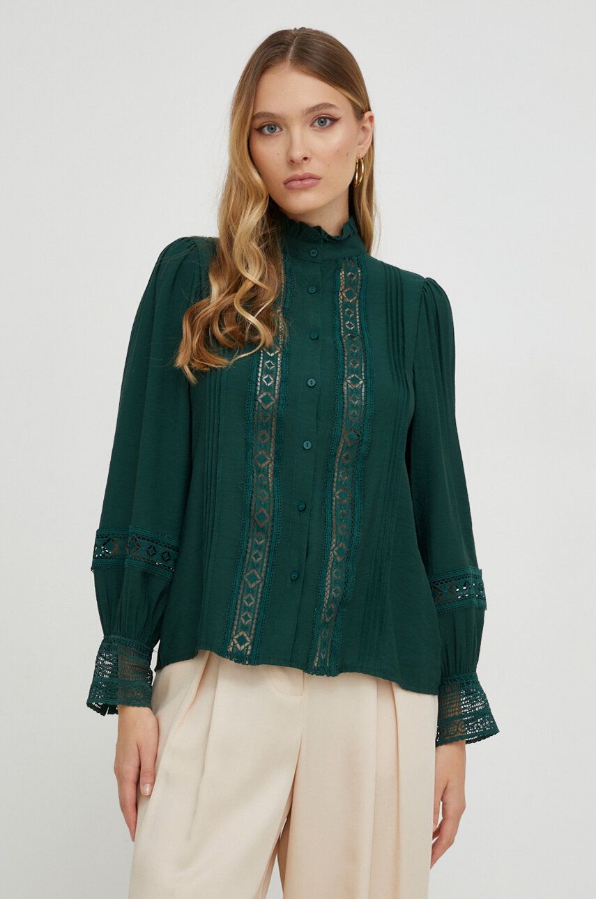 Košile Answear Lab dámská, zelená barva, regular, se stojáčkem - zelená - 85 % Viskóza