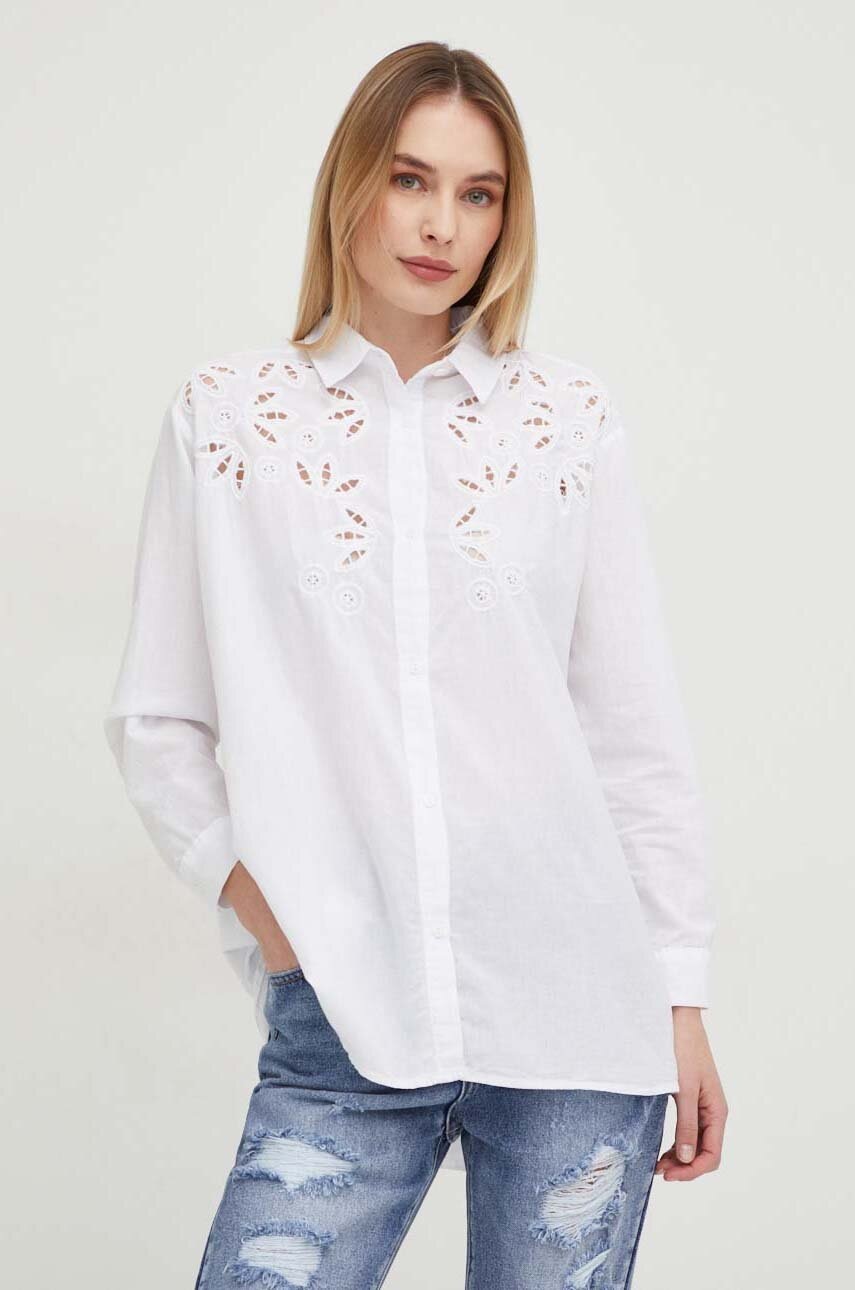 

Хлопковая рубашка Answear Lab женская цвет белый relaxed классический воротник