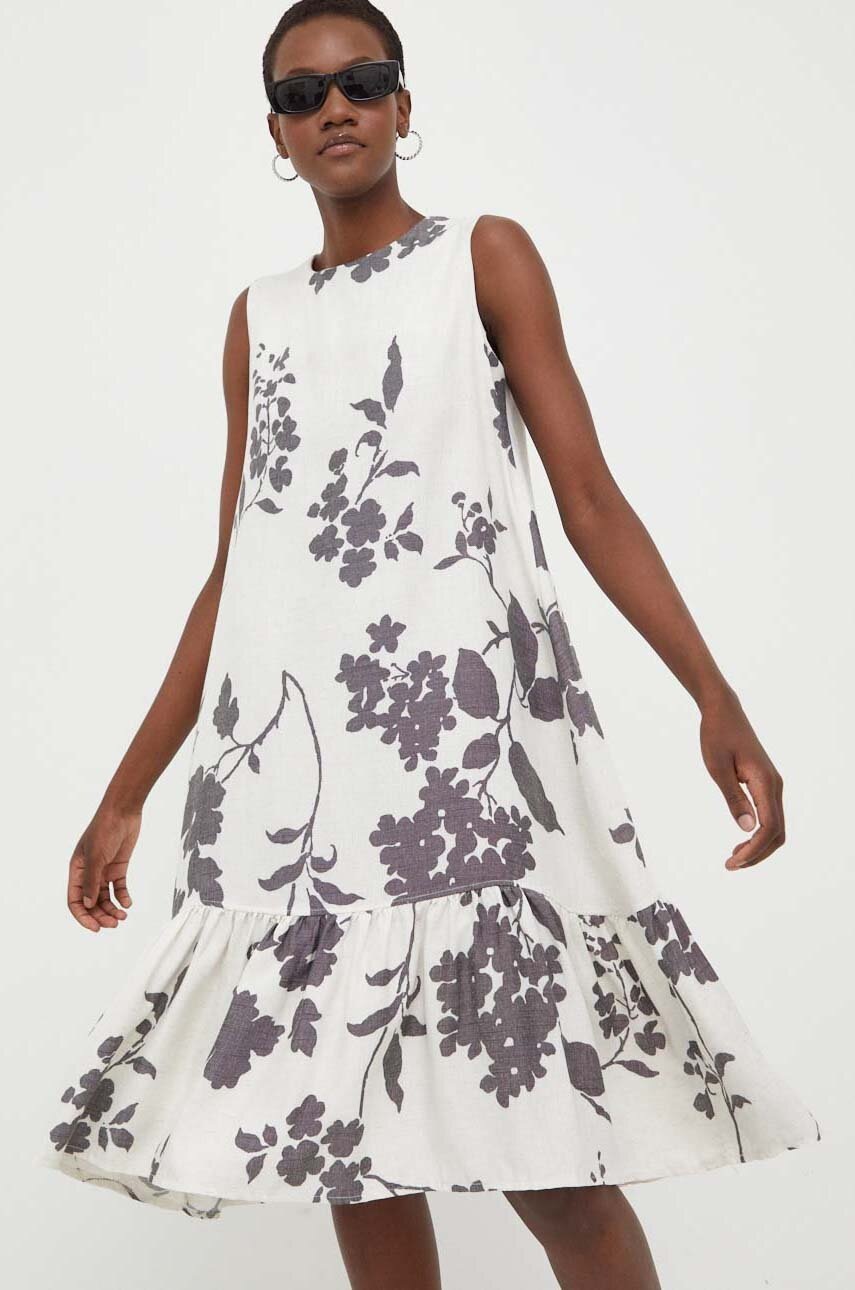 

Льняна сукня Answear Lab колір бежевий розкльошена