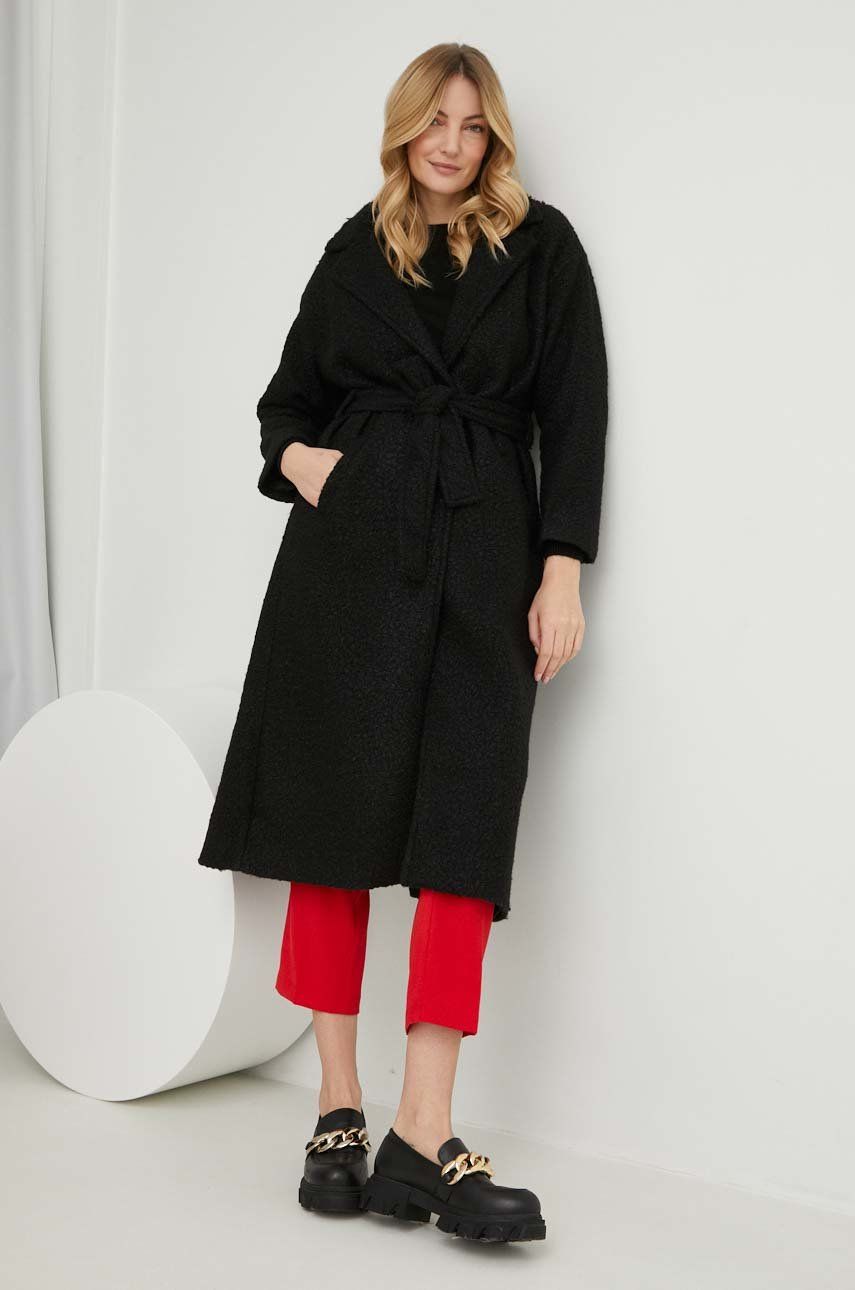 Answear Lab palton de lana culoarea negru, de tranzitie, oversize answear imagine noua
