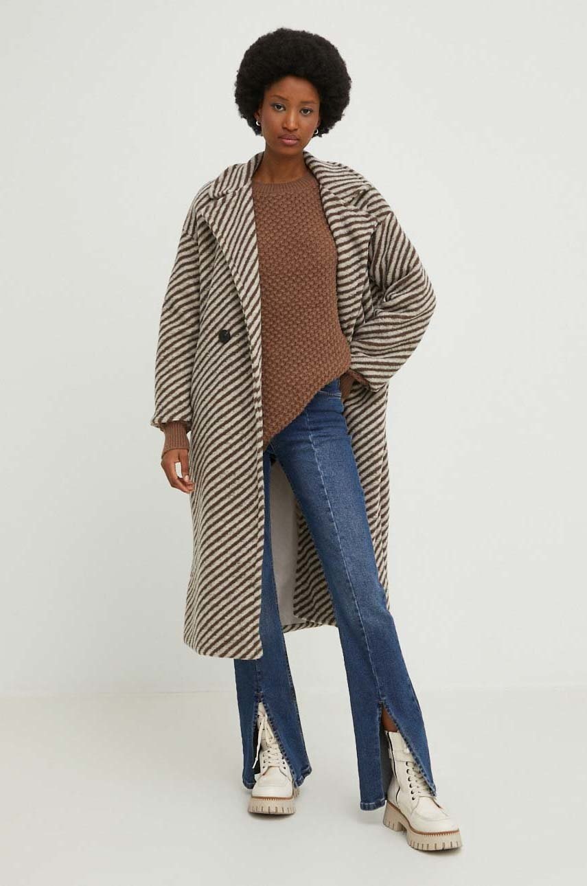 

Пальто с шерстью Answear Lab цвет бежевый переходной oversize