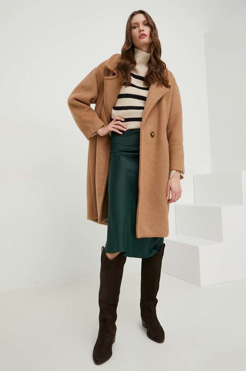

Шерстяное пальто Answear Lab цвет коричневый переходное oversize