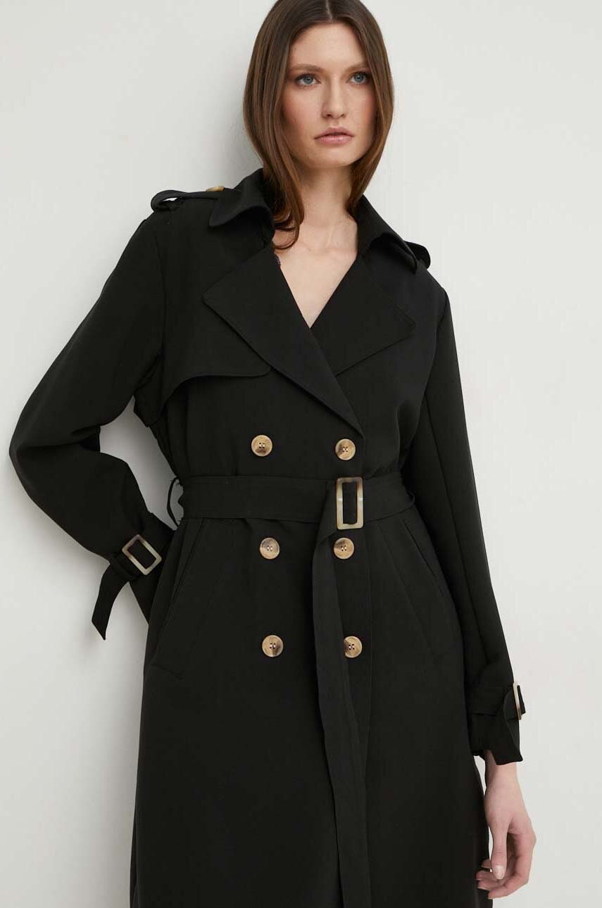 Answear lab trenci femei, culoarea negru, de tranzitie, oversize