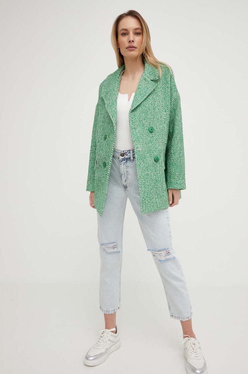 

Пальто з вовною Answear Lab колір зелений перехідне oversize