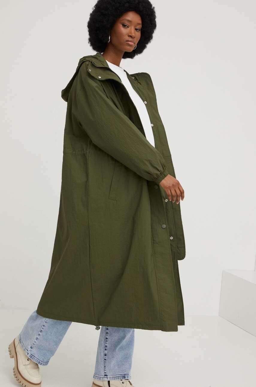 Answear Lab palton femei, culoarea verde, de tranzitie, oversize Answear