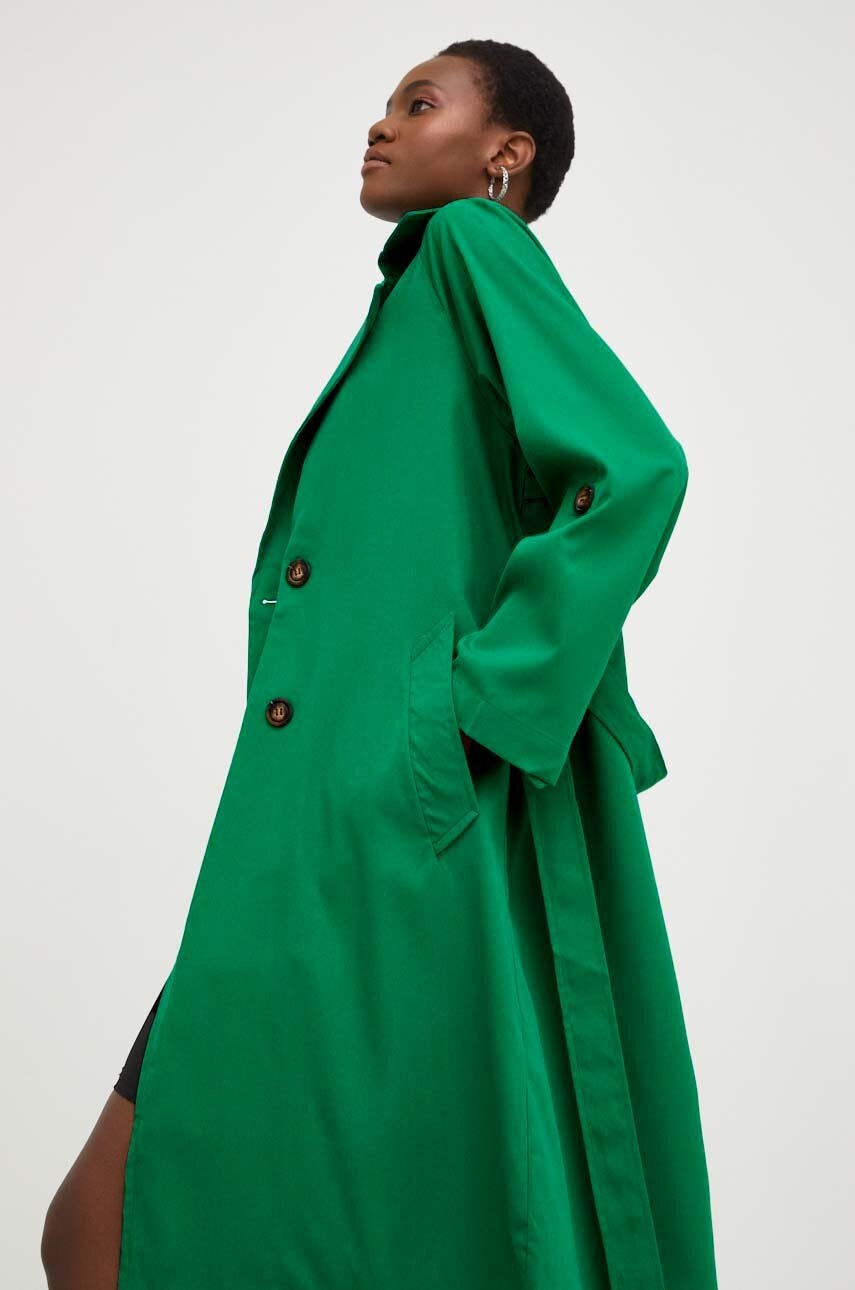 

Тренч Answear Lab женский цвет зелёный переходной oversize