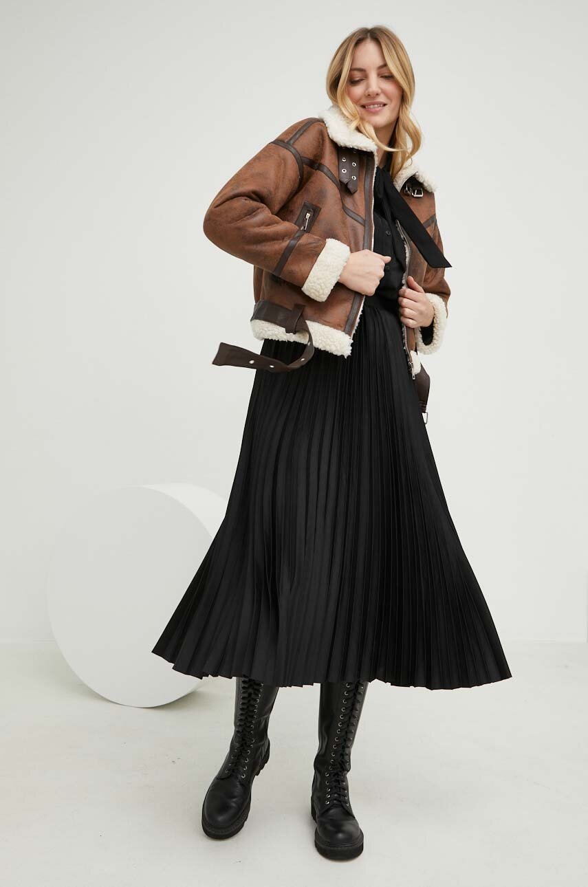 

Куртка Answear Lab жіноча колір коричневий перехідна oversize